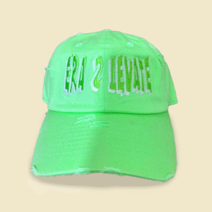 Light Green Distressed Cap with Raised Embroidery