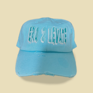 Light Blue Distressed Cap with Raised Embroidery