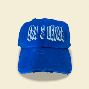 Dark Blue Distressed Cap with Raised Embroidery