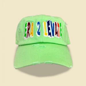 Light Green Distressed Cap with Multicolor Embroidery