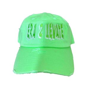 Light Green Distressed Cap with Raised Embroidery