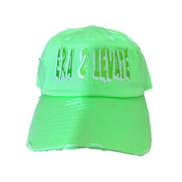 Light Green Distressed Cap with Raised Embroidery