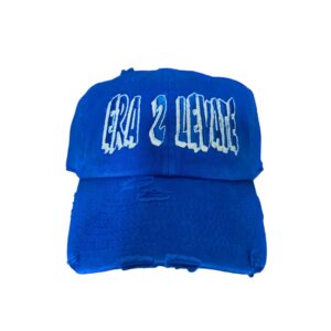 Dark Blue Distressed Cap with Raised Embroidery